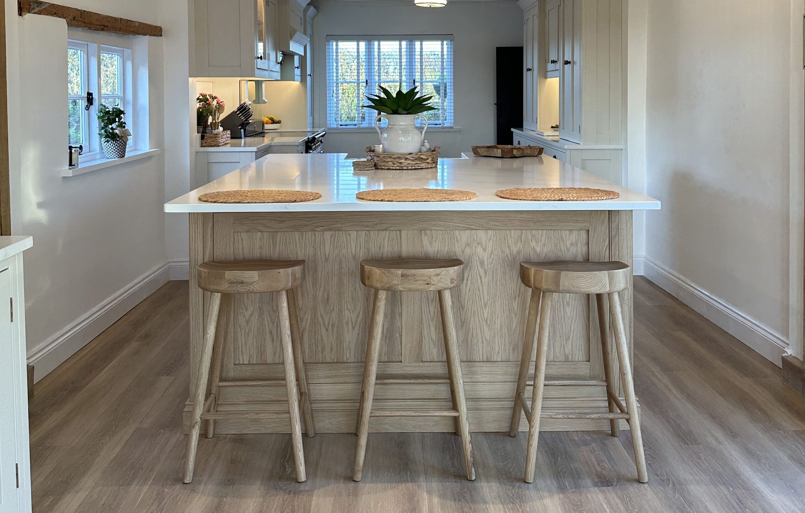 Elegant handmade kitchen in Essex with custom cabinets and lighting