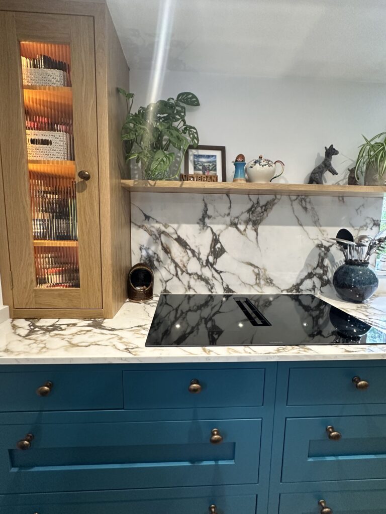 Elegant Corston handles and hardware detailing in bespoke handmade kitchens