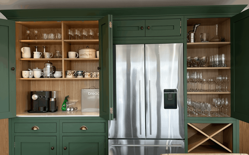 hand painted kitchen by Regent St James Kitchens in Green